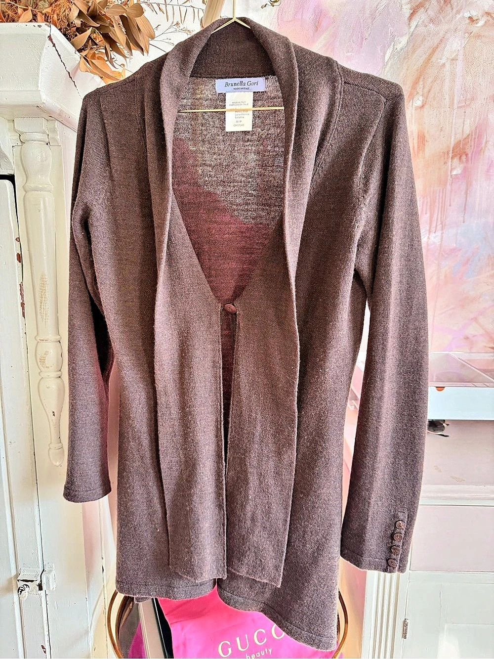 Brunella Gori Merino Wool Cardigan in Brown Size Small Like New